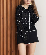 配色ドット柄カーディガン