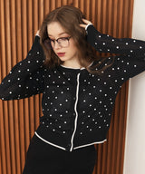 配色ドット柄カーディガン