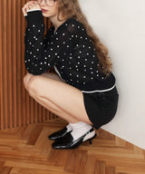 配色ドット柄カーディガン