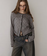 配色ドット柄カーディガン