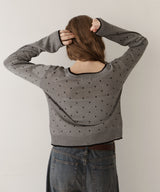 配色ドット柄カーディガン