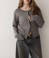 配色ドット柄カーディガン