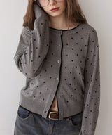 配色ドット柄カーディガン