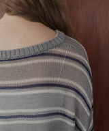 オーバーサイズVネックボーダーニット