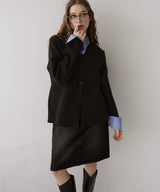 レイヤード風 配色襟ニットカーディガン