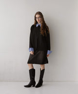 レイヤード風 配色襟ニットカーディガン