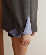 レイヤード風 配色襟ニットカーディガン