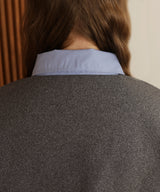 レイヤード風 配色襟ニットカーディガン