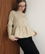 ウエスト切替ペプラムフレアニットカーディガン