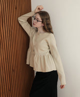 ウエスト切替ペプラムフレアニットカーディガン