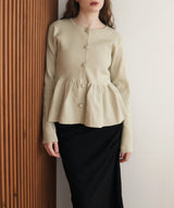 ウエスト切替ペプラムフレアニットカーディガン