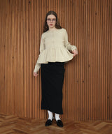 ウエスト切替ペプラムフレアニットカーディガン