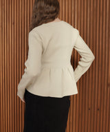 ウエスト切替ペプラムフレアニットカーディガン