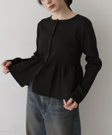 ウエスト切替ペプラムフレアニットカーディガン