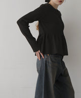 ウエスト切替ペプラムフレアニットカーディガン