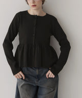 ウエスト切替ペプラムフレアニットカーディガン