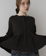 ウエスト切替ペプラムフレアニットカーディガン