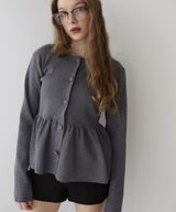 ウエスト切替ペプラムフレアニットカーディガン