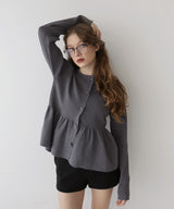 ウエスト切替ペプラムフレアニットカーディガン