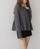 ウエスト切替ペプラムフレアニットカーディガン