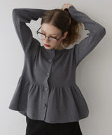 ウエスト切替ペプラムフレアニットカーディガン