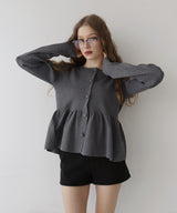 ウエスト切替ペプラムフレアニットカーディガン