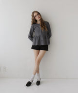 ウエスト切替ペプラムフレアニットカーディガン