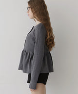 ウエスト切替ペプラムフレアニットカーディガン