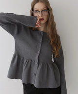 ウエスト切替ペプラムフレアニットカーディガン