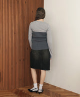 リブニットビスチェデザイン長袖Tシャツ