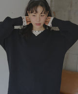 【9月下旬予約商品】Vネックオーバーサイズニット