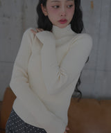 【9月下旬予約商品】カシミヤタッチリブハイネックニット