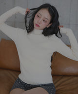 【9月下旬予約商品】カシミヤタッチリブハイネックニット