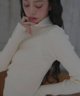 【9月下旬予約商品】カシミヤタッチリブハイネックニット