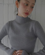 【9月下旬予約商品】カシミヤタッチリブハイネックニット