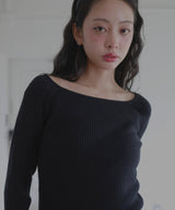 カシミヤ混レース付オフショルニット