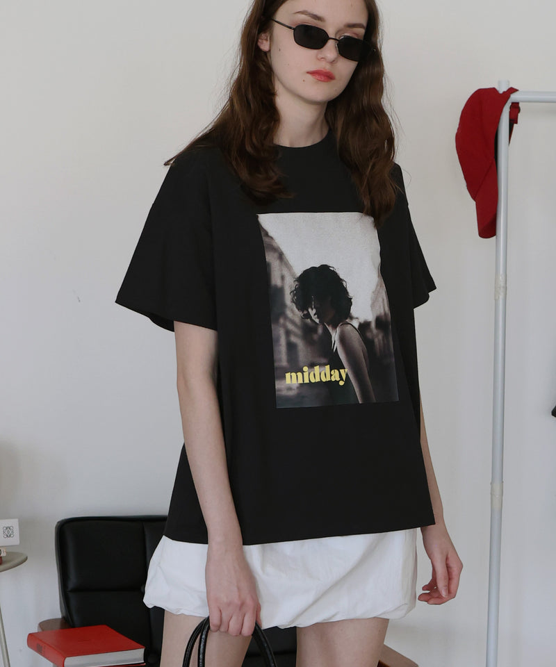 フォトプリントオーバーサイズショートスリーブTシャツ