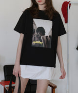 フォトプリントオーバーサイズショートスリーブTシャツ