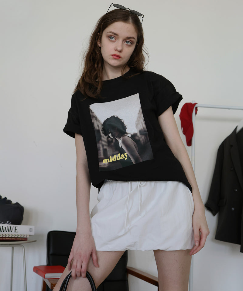 フォトプリントオーバーサイズショートスリーブTシャツ