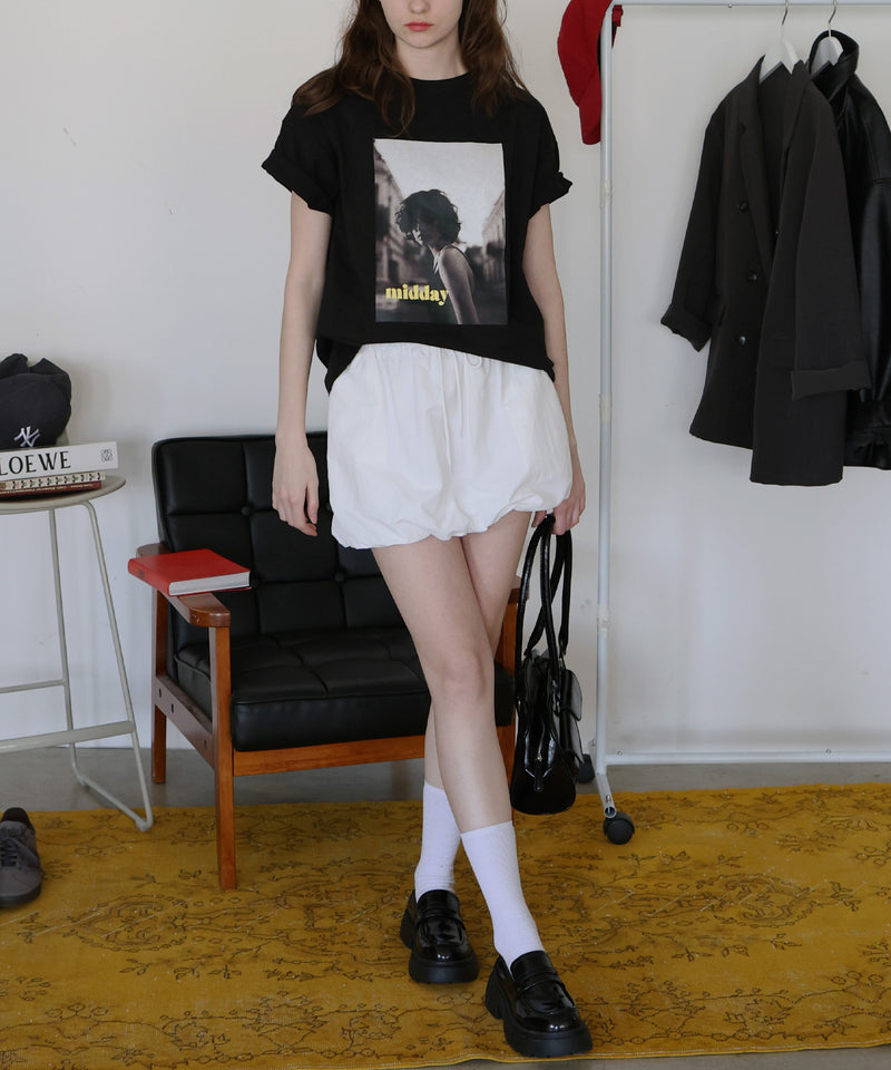 フォトプリントオーバーサイズショートスリーブTシャツ