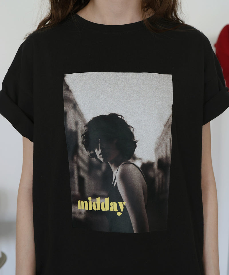 フォトプリントオーバーサイズショートスリーブTシャツ