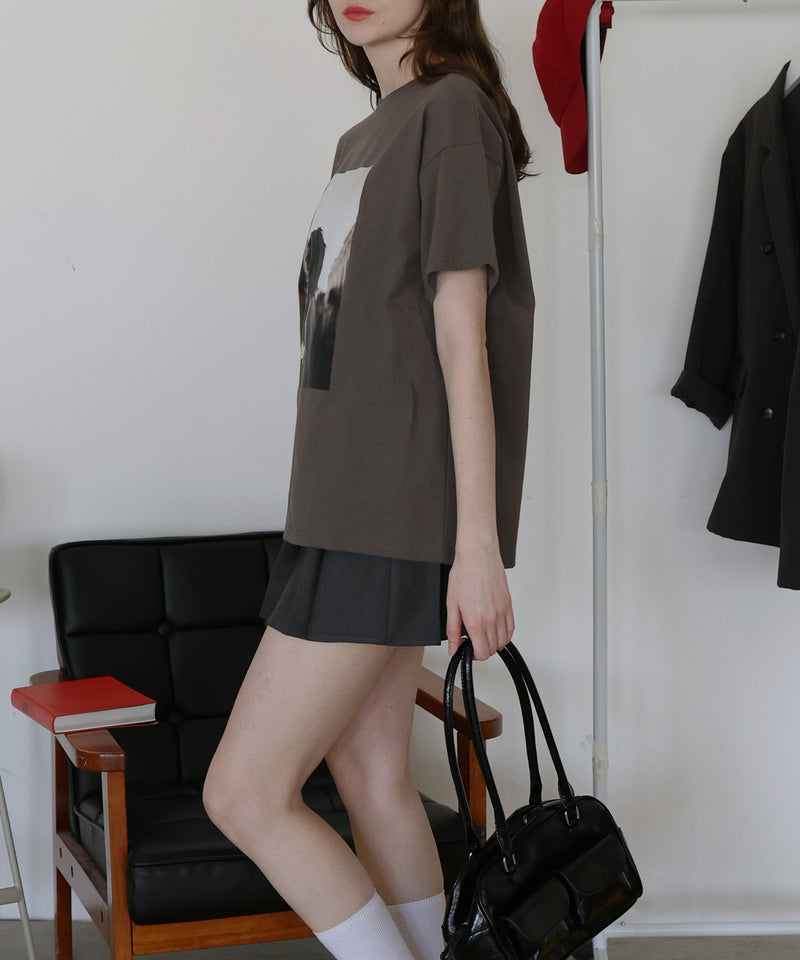 フォトプリントオーバーサイズショートスリーブTシャツ