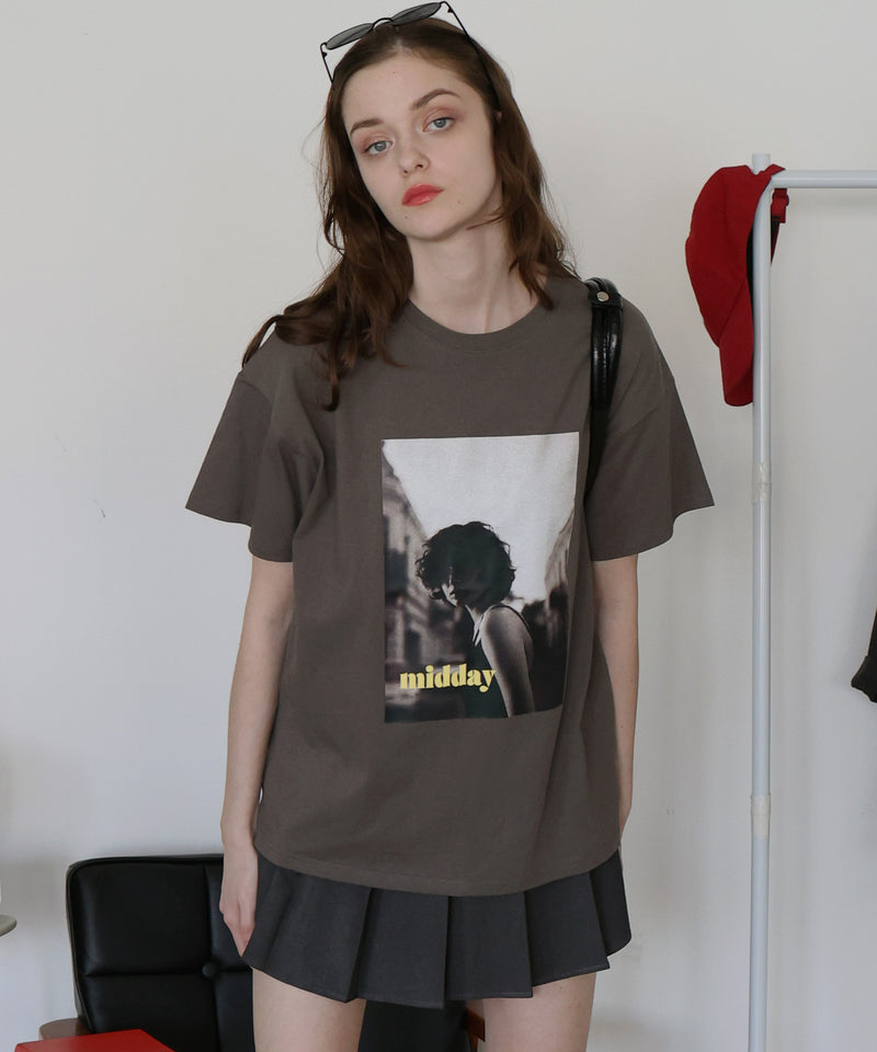 フォトプリントオーバーサイズショートスリーブTシャツ