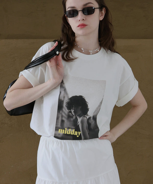 フォトプリントオーバーサイズショートスリーブTシャツ