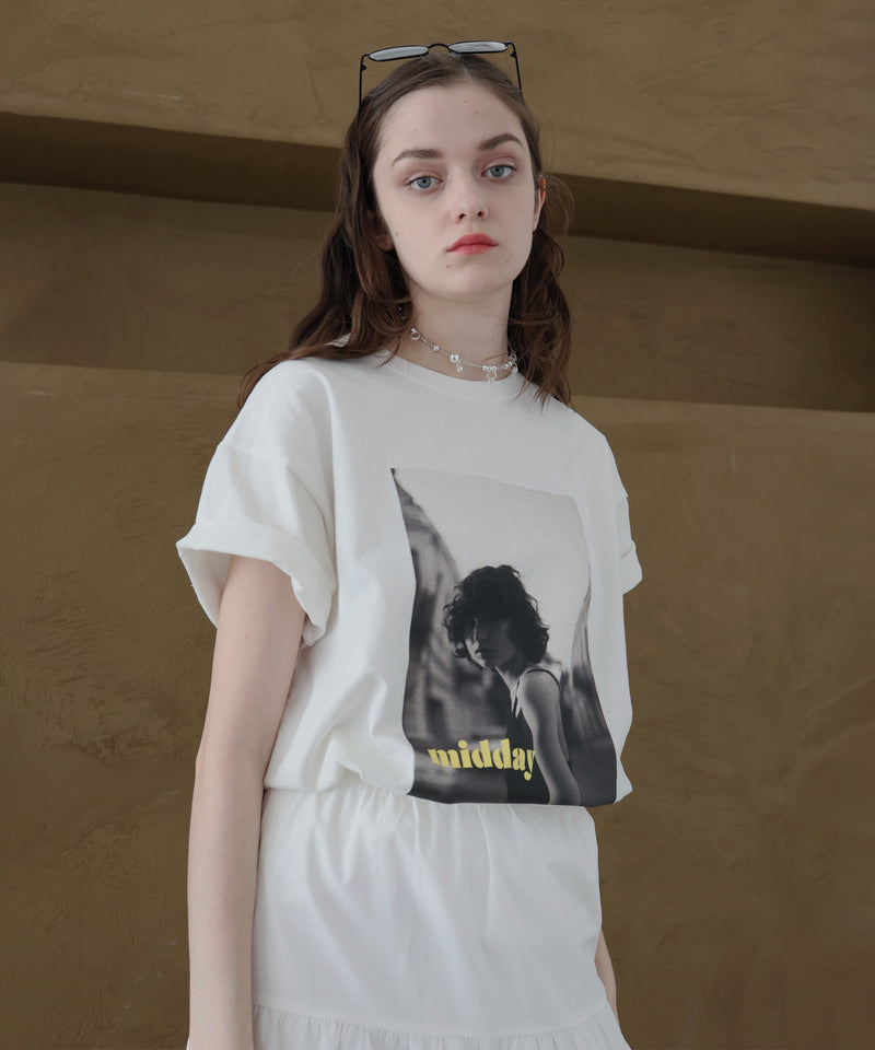 フォトプリントオーバーサイズショートスリーブTシャツ