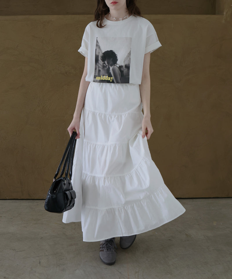 フォトプリントオーバーサイズショートスリーブTシャツ