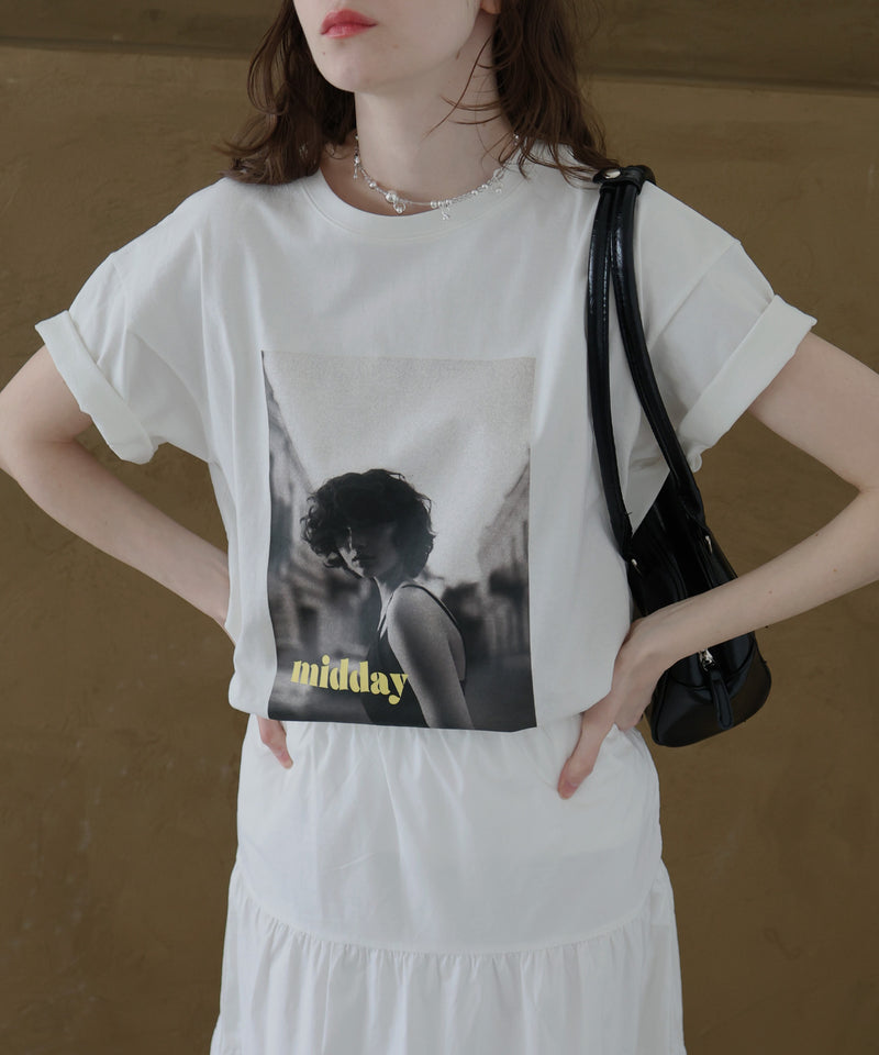 フォトプリントオーバーサイズショートスリーブTシャツ