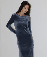 ベロアバックオープンワンピース