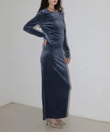 ベロアバックオープンワンピース