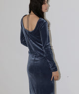 ベロアバックオープンワンピース